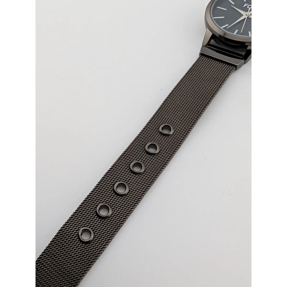 FOLIO‎ Watch Women 32mm Case Black MOP Dial Mesh Metal Band- New Battery
